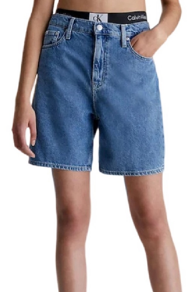 CALVIN KLEIN JEANS BERMUDA MOM SHORT ΒΕΡΜΟΥΔΑ ΓΥΝΑΙΚΕΙΑ BLUΕ DENIM