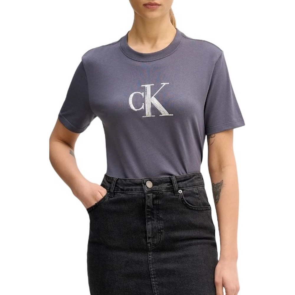 CALVIN KLEIN JEANS SEQUIN GRAPHIC TEE T-SHIRT ΜΠΛΟΥΖΑ ΓΥΝΑΙΚΕΙΑ GREY