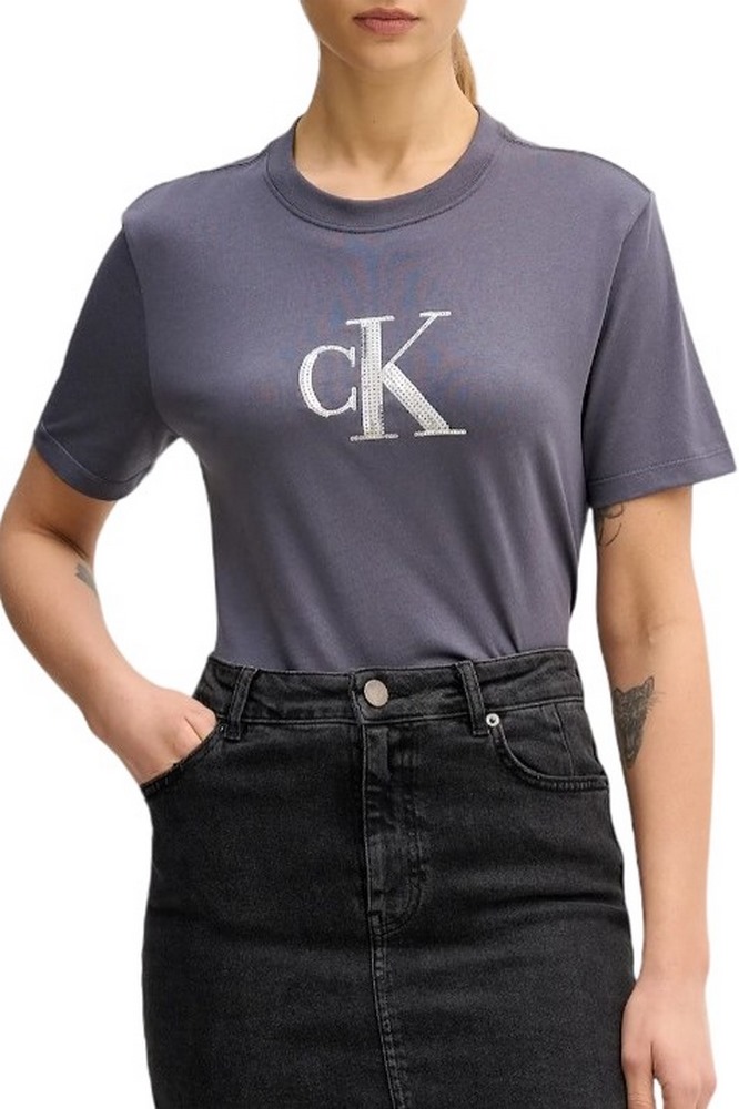 CALVIN KLEIN JEANS SEQUIN GRAPHIC TEE T-SHIRT ΜΠΛΟΥΖΑ ΓΥΝΑΙΚΕΙΑ GREY