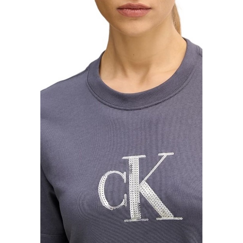 CALVIN KLEIN JEANS SEQUIN GRAPHIC TEE T-SHIRT ΜΠΛΟΥΖΑ ΓΥΝΑΙΚΕΙΑ GREY