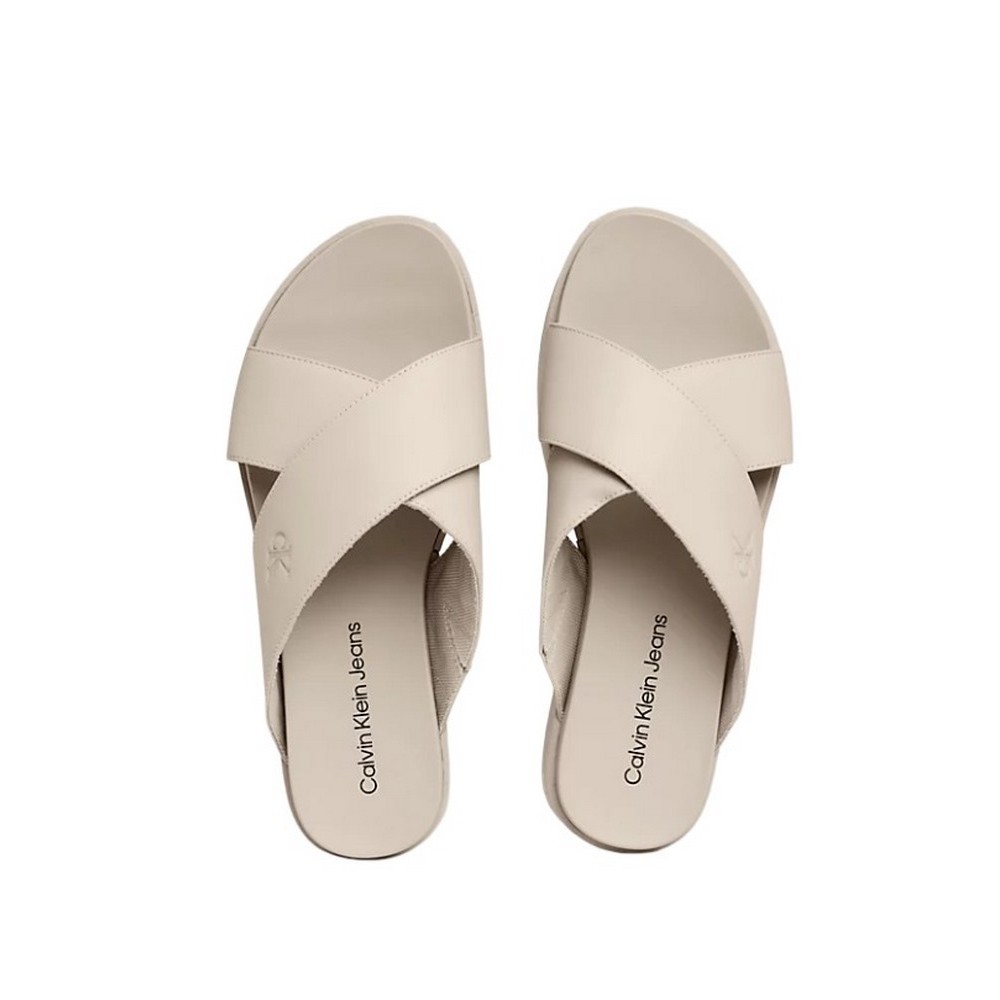 CALVIN KLEIN JEANS FLATFORM CROSS ΠΑΝΤΟΦΛΑ ΓΥΝΑΙΚΕΙΑ EGGSHELL