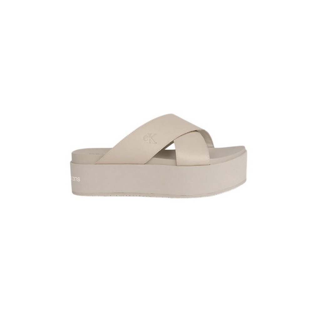 CALVIN KLEIN JEANS FLATFORM CROSS ΠΑΝΤΟΦΛΑ ΓΥΝΑΙΚΕΙΑ EGGSHELL