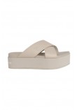 CALVIN KLEIN JEANS FLATFORM CROSS ΠΑΝΤΟΦΛΑ ΓΥΝΑΙΚΕΙΑ EGGSHELL