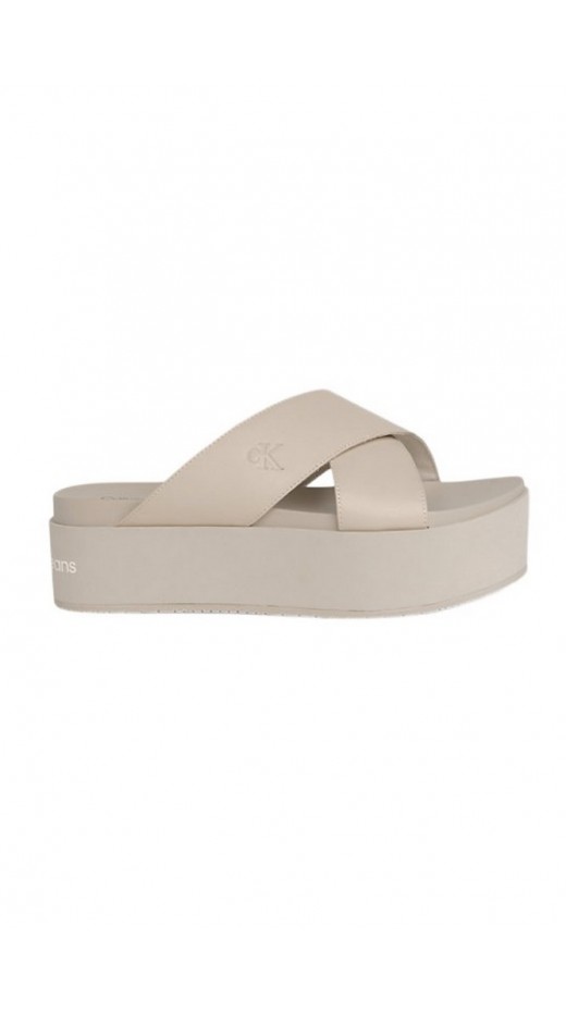 CALVIN KLEIN JEANS FLATFORM CROSS ΠΑΝΤΟΦΛΑ ΓΥΝΑΙΚΕΙΑ EGGSHELL