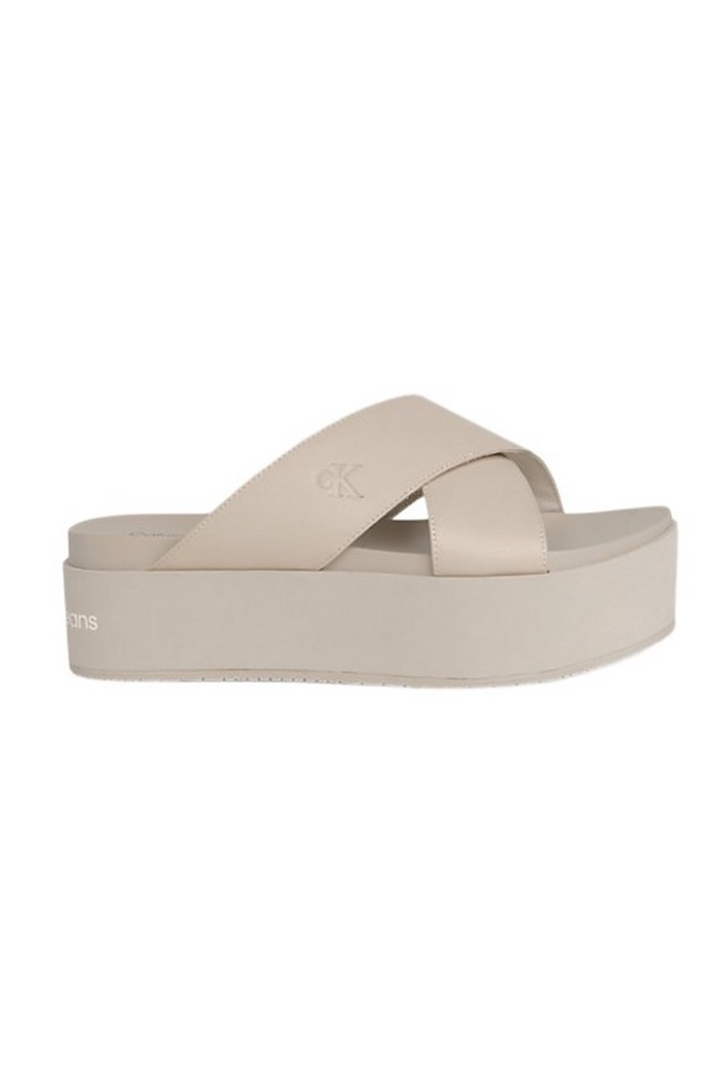 CALVIN KLEIN JEANS FLATFORM CROSS ΠΑΝΤΟΦΛΑ ΓΥΝΑΙΚΕΙΑ EGGSHELL