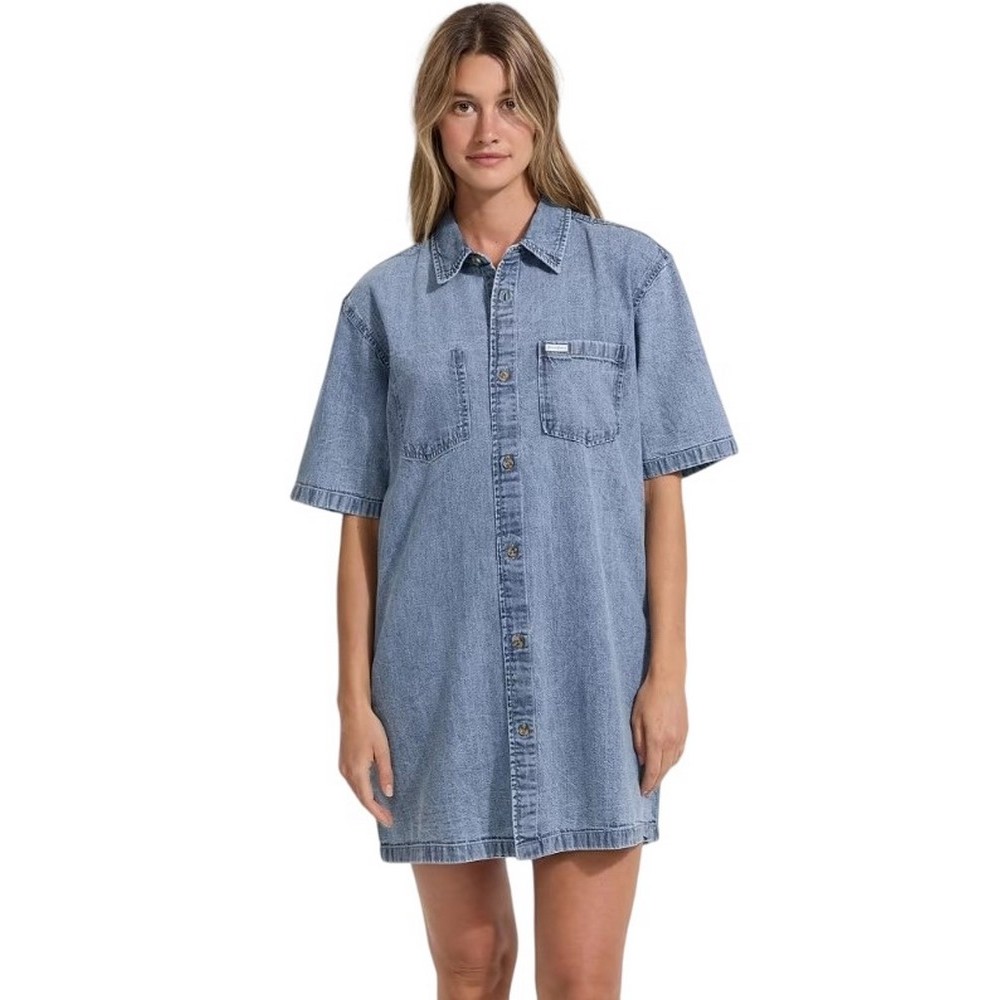 GUESS OVERSIZE DRESS ΦΟΡΕΜΑ ΓΥΝΑΙΚΕΙΟ BLUΕ DENIM