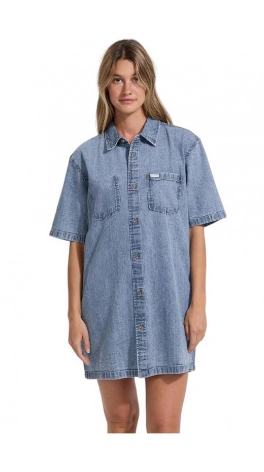 GUESS OVERSIZE DRESS ΦΟΡΕΜΑ ΓΥΝΑΙΚΕΙΟ BLUΕ DENIM