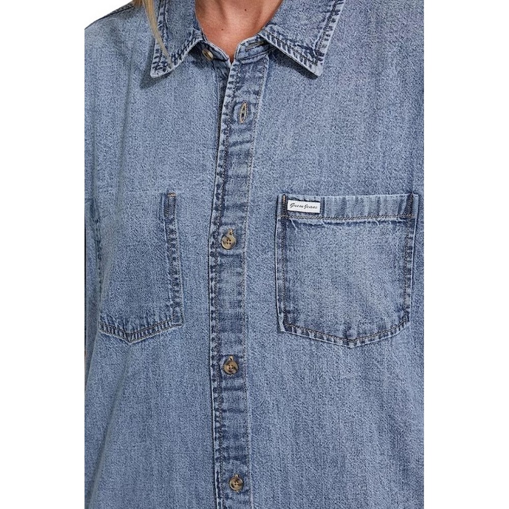 GUESS OVERSIZE DRESS ΦΟΡΕΜΑ ΓΥΝΑΙΚΕΙΟ BLUΕ DENIM