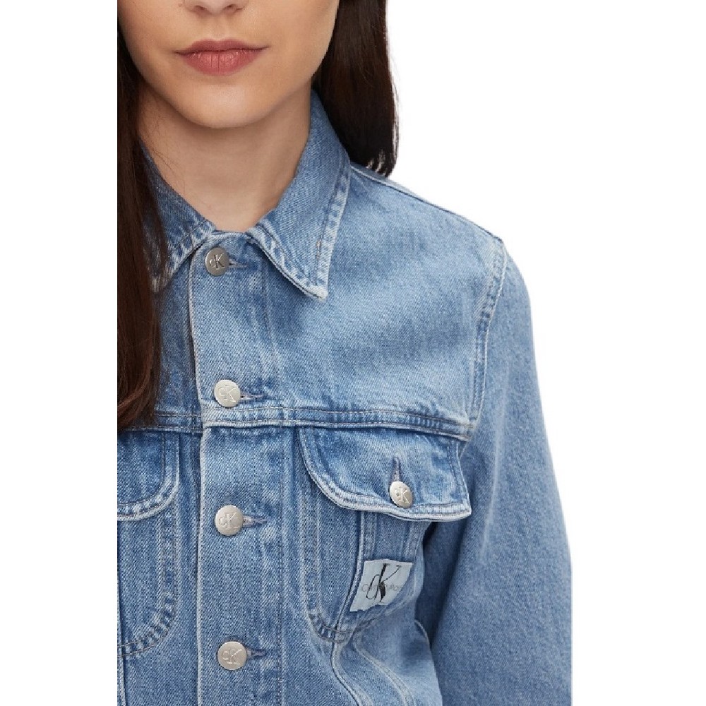 CALVIN KLEIN JEANS CROPPED 90S DENIM JACKET ΜΠΟΥΦΑΝ ΓΥΝΑΙΚΕΙΟ BLUE