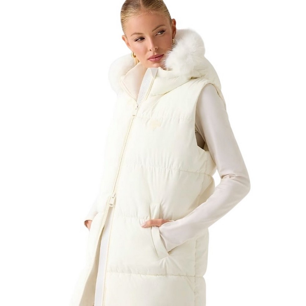 GUESS KATRINA SKI HOODY VEST ΓΙΛΕΚΟ ΜΠΟΥΦΑΝ ΓΥΝΑΙΚΕΙΟ WHITE