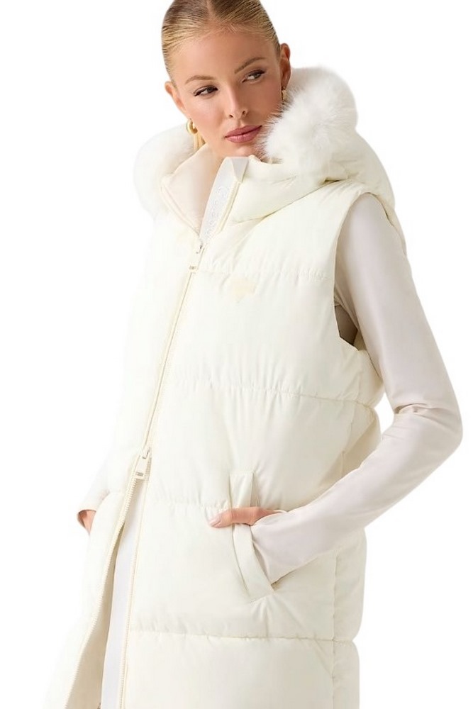 GUESS KATRINA SKI HOODY VEST ΓΙΛΕΚΟ ΜΠΟΥΦΑΝ ΓΥΝΑΙΚΕΙΟ WHITE
