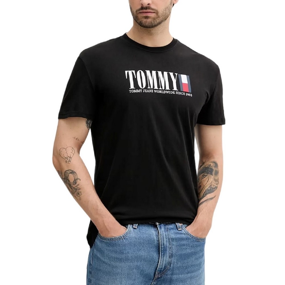 TOMMY JEANS REG TOMMY DNA FLAG TEE T-SHIRT ΜΠΛΟΥΖΑ ΑΝΔΡΙΚΗ BLACK