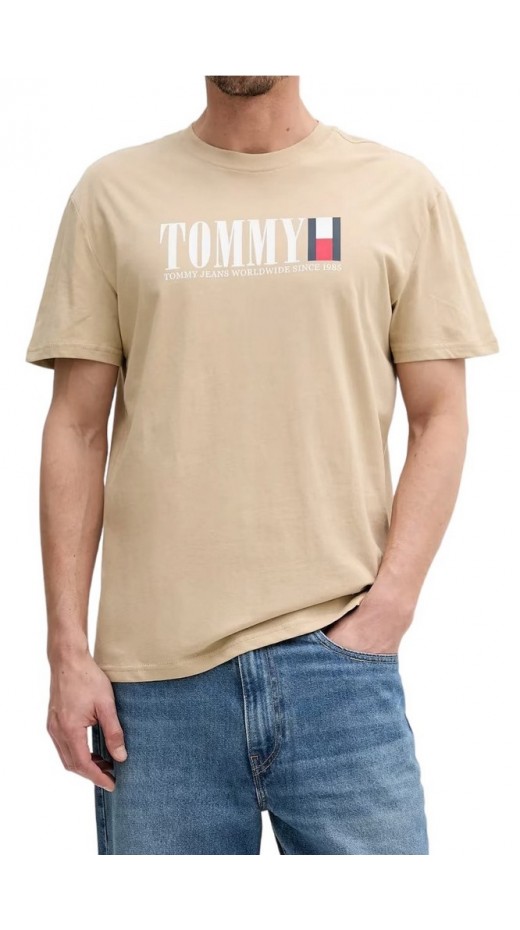 TOMMY JEANS REG TOMMY DNA FLAG TEE T-SHIRT ΜΠΛΟΥΖΑ ΑΝΔΡΙΚΗ BEIGE