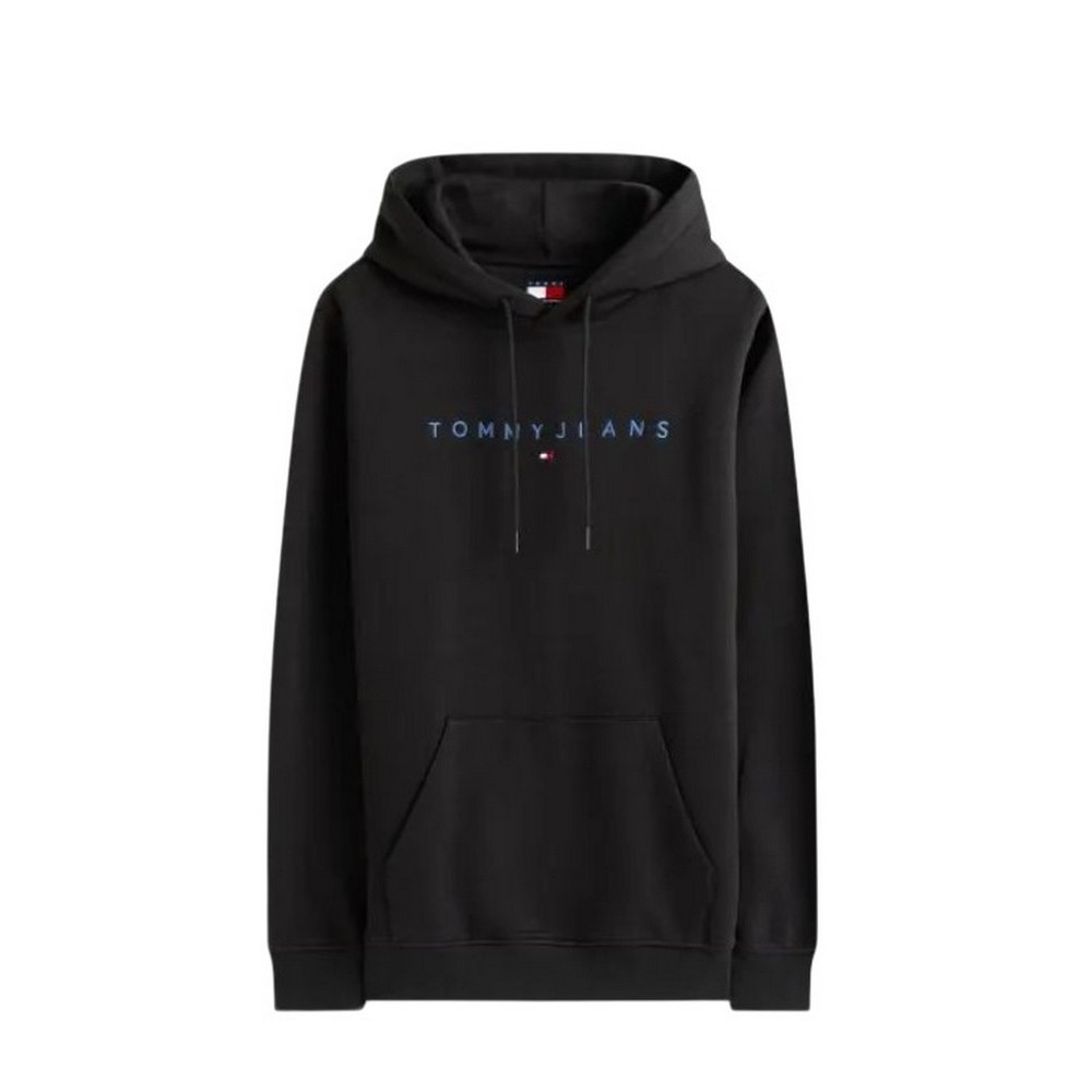 TOMMY JEANS REG LINEAR LOGO HOODIE EXT  ΜΠΛΟΥΖΑ ΦΟΥΤΕΡ ΑΝΔΡΙΚΗ BLACK/BLACK