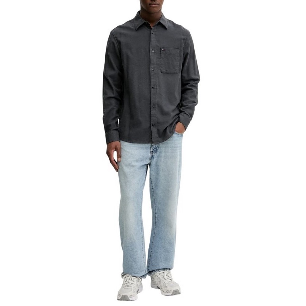 TOMMY JEANS REG FLANNEL SHIRT EXT ΠΟΥΚΑΜΙΣΟ ΑΝΔΡΙΚΟ BLACK