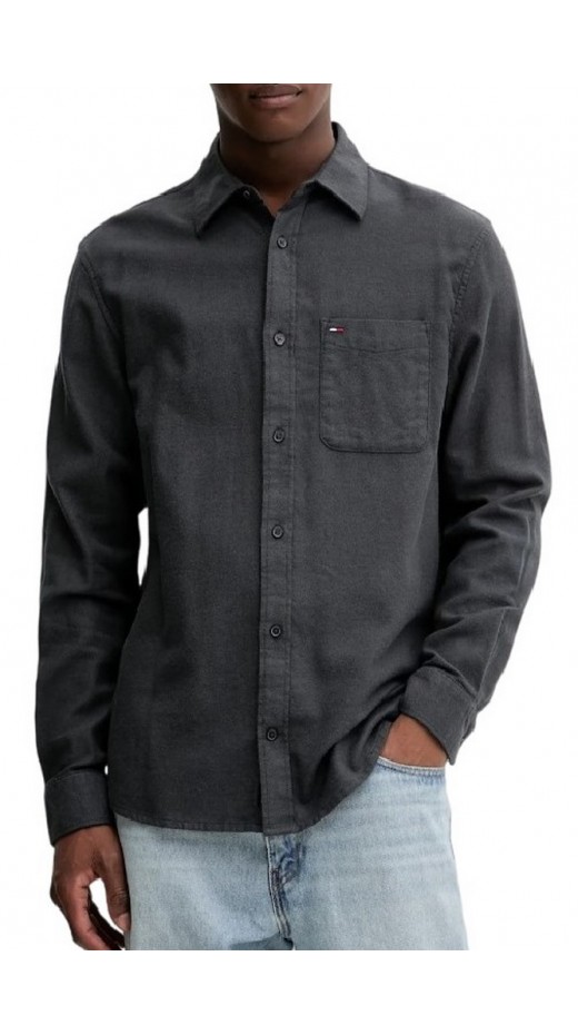 TOMMY JEANS REG FLANNEL SHIRT EXT ΠΟΥΚΑΜΙΣΟ ΑΝΔΡΙΚΟ BLACK