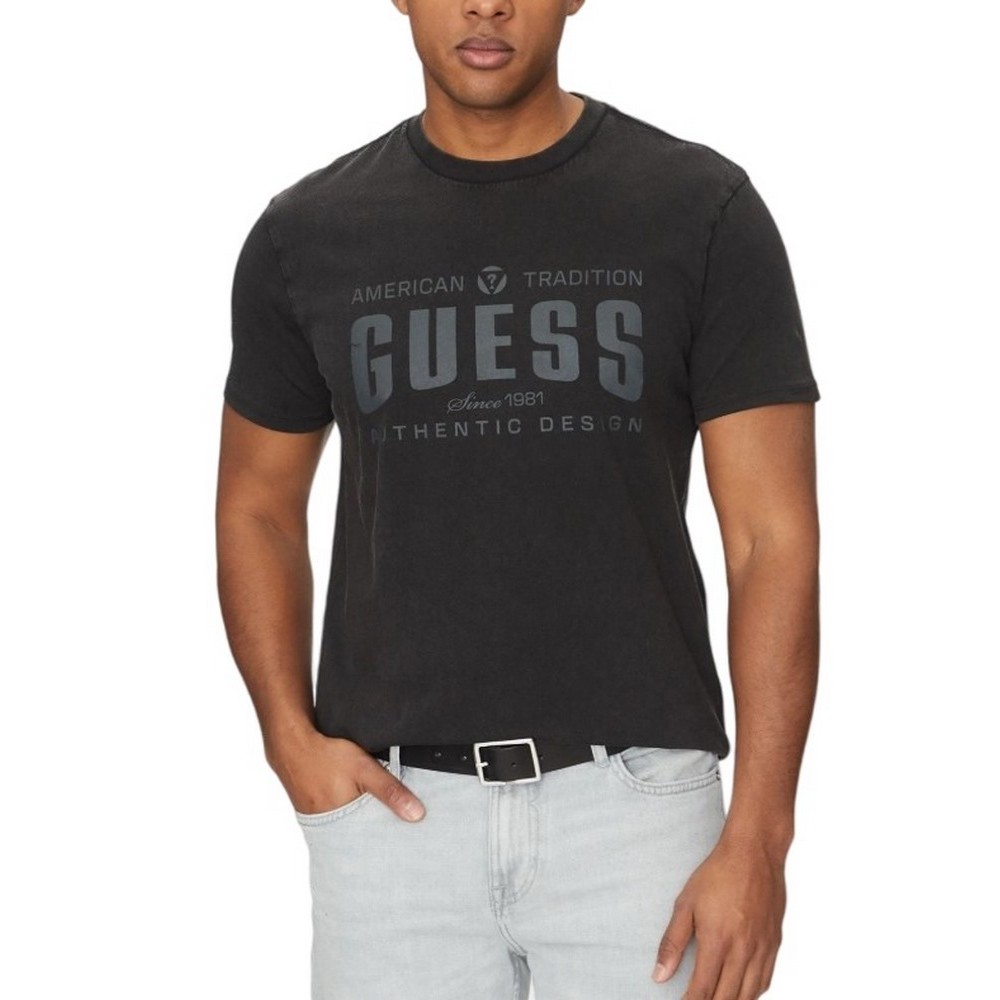 GUESS TRADITION TEE T-SHIRT ΜΠΛΟΥΖΑ ΑΝΔΡΙΚΗ WASHED BLACK