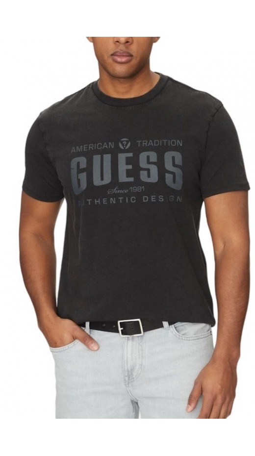 GUESS TRADITION TEE T-SHIRT ΜΠΛΟΥΖΑ ΑΝΔΡΙΚΗ WASHED BLACK