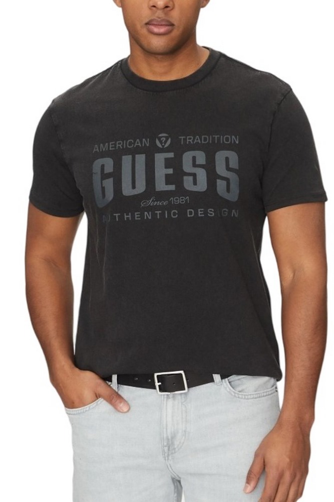 GUESS TRADITION TEE T-SHIRT ΜΠΛΟΥΖΑ ΑΝΔΡΙΚΗ WASHED BLACK