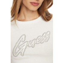 GUESS SS CN RIB LOGO TEE T-SHIRT ΜΠΛΟΥΖΑ ΓΥΝΑΙΚΕΙΑ WHITE