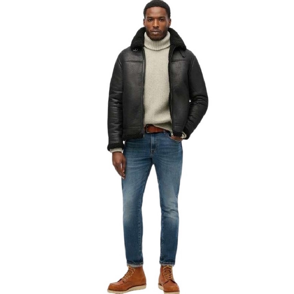 SUPERDRY D2 OVIN FAUX SHEARLING AVIATOR JACKET ΜΠΟΥΦΑΝ ΑΝΔΡΙΚΟ BLACK