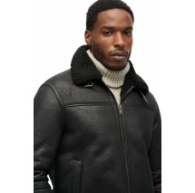 SUPERDRY D2 OVIN FAUX SHEARLING AVIATOR JACKET ΜΠΟΥΦΑΝ ΑΝΔΡΙΚΟ BLACK