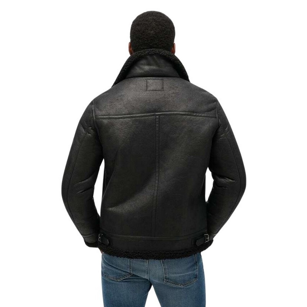 SUPERDRY D2 OVIN FAUX SHEARLING AVIATOR JACKET ΜΠΟΥΦΑΝ ΑΝΔΡΙΚΟ BLACK