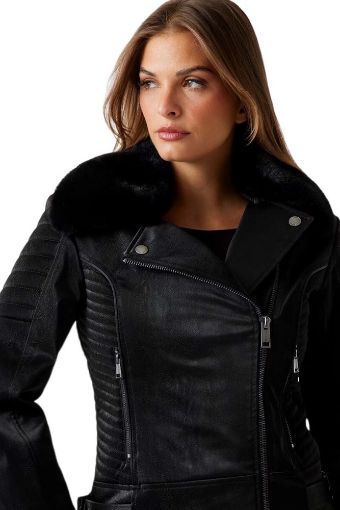 GUESS DARCEY BIKER JACKET ΜΠΟΥΦΑΝ ΓΥΝΑΙΚΕΙΟ BLACK