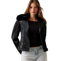 GUESS DARCEY BIKER JACKET ΜΠΟΥΦΑΝ ΓΥΝΑΙΚΕΙΟ BLACK