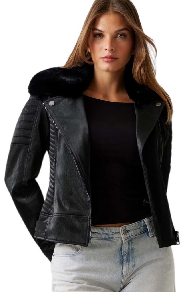 GUESS DARCEY BIKER JACKET ΜΠΟΥΦΑΝ ΓΥΝΑΙΚΕΙΟ BLACK