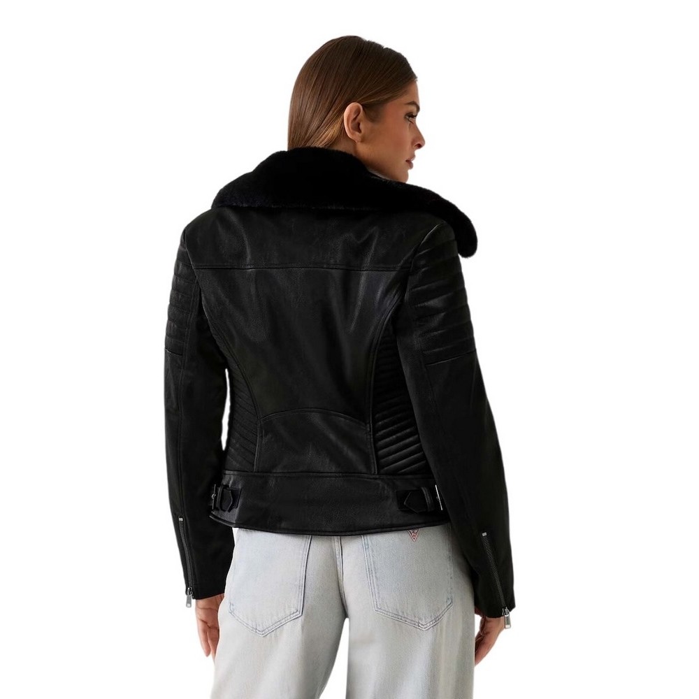 GUESS DARCEY BIKER JACKET ΜΠΟΥΦΑΝ ΓΥΝΑΙΚΕΙΟ BLACK