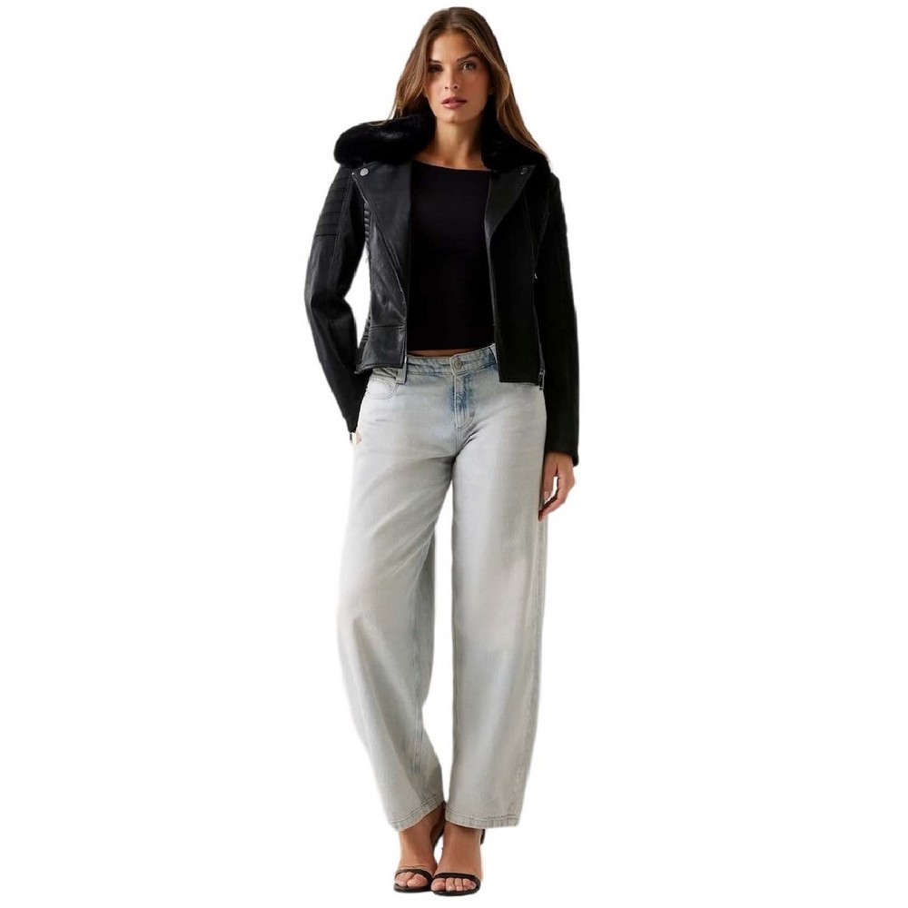 GUESS DARCEY BIKER JACKET ΜΠΟΥΦΑΝ ΓΥΝΑΙΚΕΙΟ BLACK