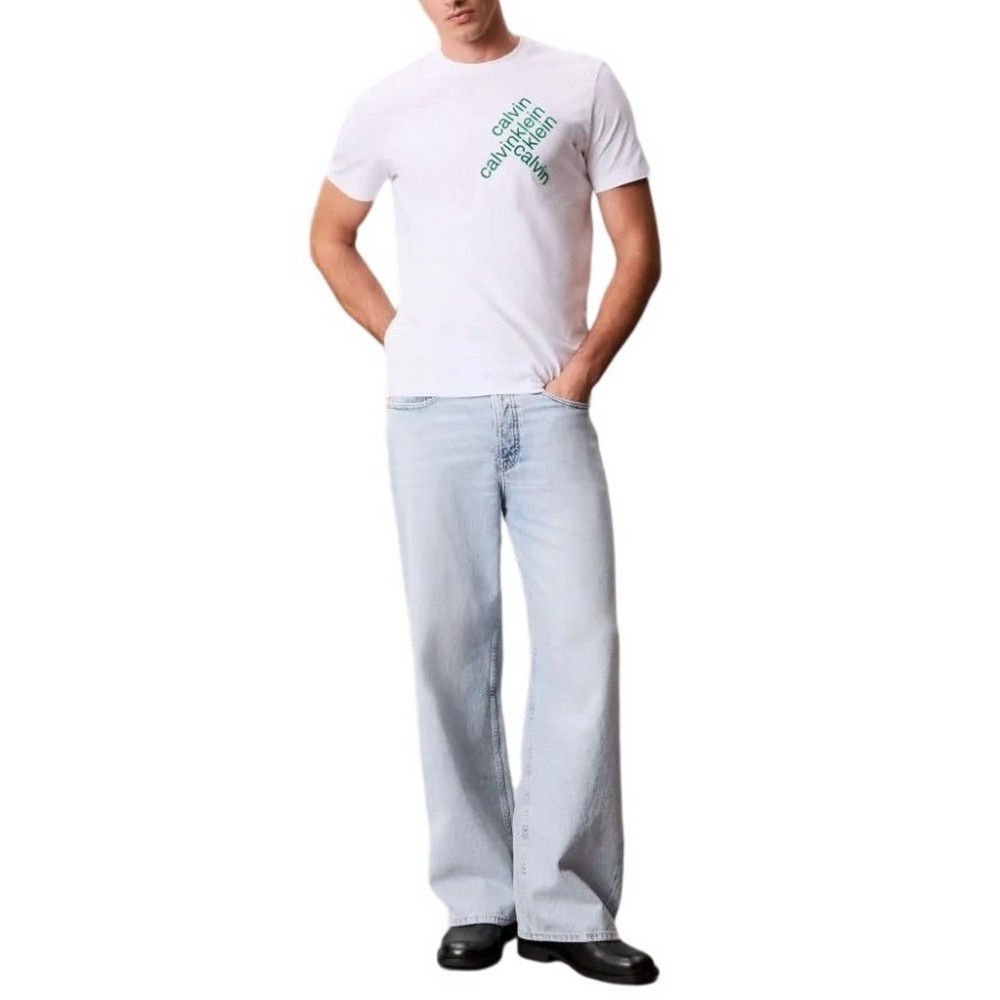 CALVIN KLEIN JEANS 30S E CK BH WRD T-SHIRT ΜΠΛΟΥΖΑ ΑΝΔΡΙΚΗ WHITE