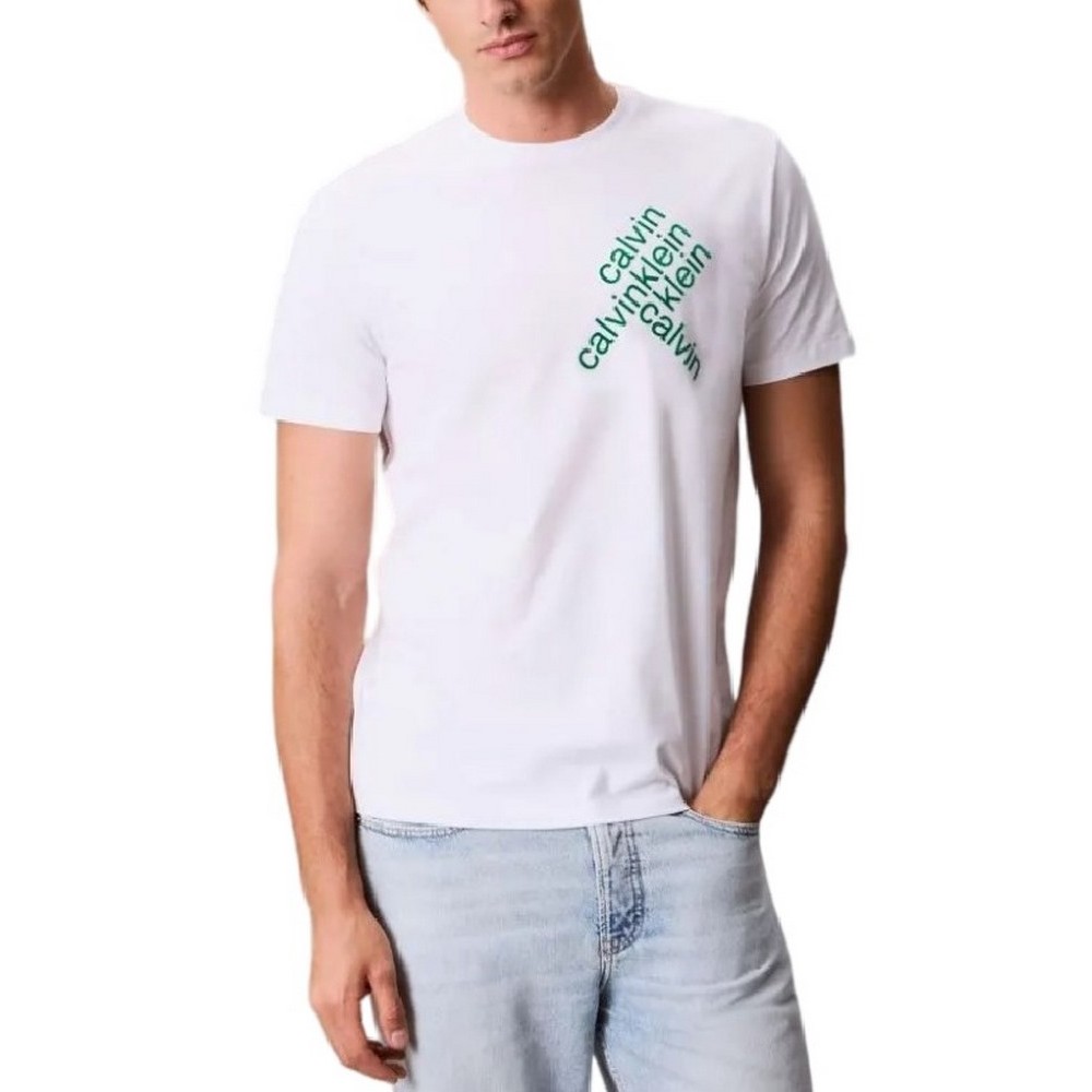 CALVIN KLEIN JEANS 30S E CK BH WRD T-SHIRT ΜΠΛΟΥΖΑ ΑΝΔΡΙΚΗ WHITE