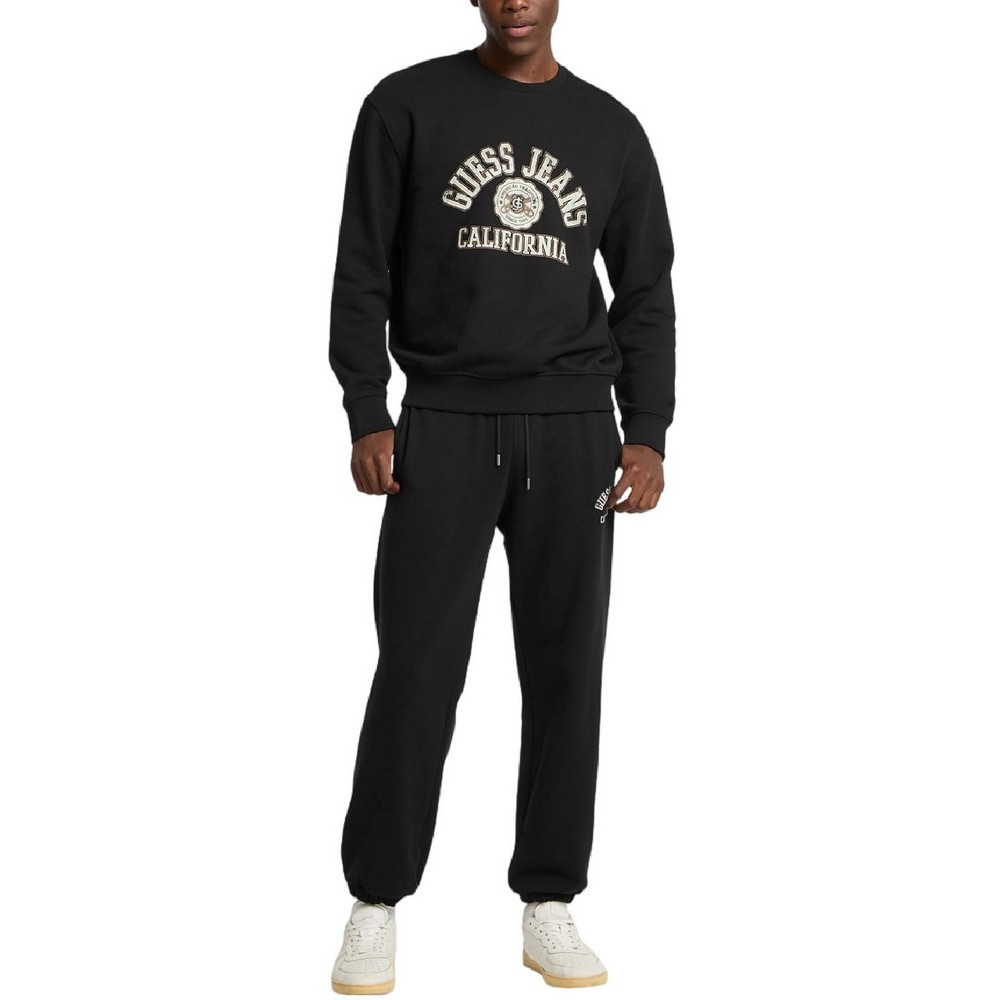 GUESS JEANS CN REG LS PRINTED SWEAT ΜΠΛΟΥΖΑ ΦΟΥΤΕΡ ΑΝΔΡΙΚΗ BLACK