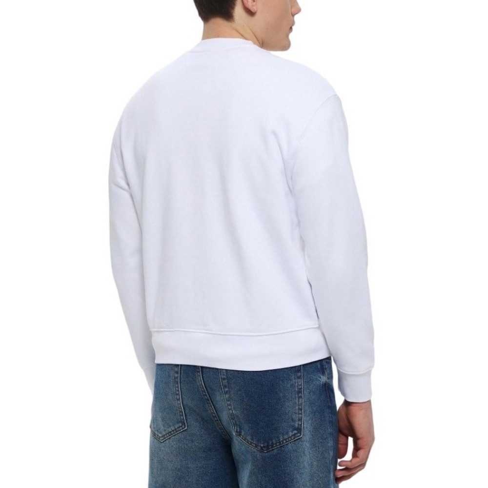 GUESS JEANS CN REG LS PRINTED SWEAT ΜΠΛΟΥΖΑ ΦΟΥΤΕΡ ΑΝΔΡΙΚΗ WHITE