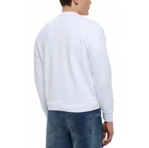 GUESS JEANS CN REG LS PRINTED SWEAT ΜΠΛΟΥΖΑ ΦΟΥΤΕΡ ΑΝΔΡΙΚΗ WHITE