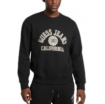 GUESS JEANS CN REG LS PRINTED SWEAT ΜΠΛΟΥΖΑ ΦΟΥΤΕΡ ΑΝΔΡΙΚΗ BLACK