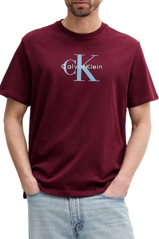 CALVIN KLEIN JEANS HERO MONOLOGO TEE T-SHIRT ΜΠΛΟΥΖΑ ΑΝΔΡΙΚΗ BORDEAUX