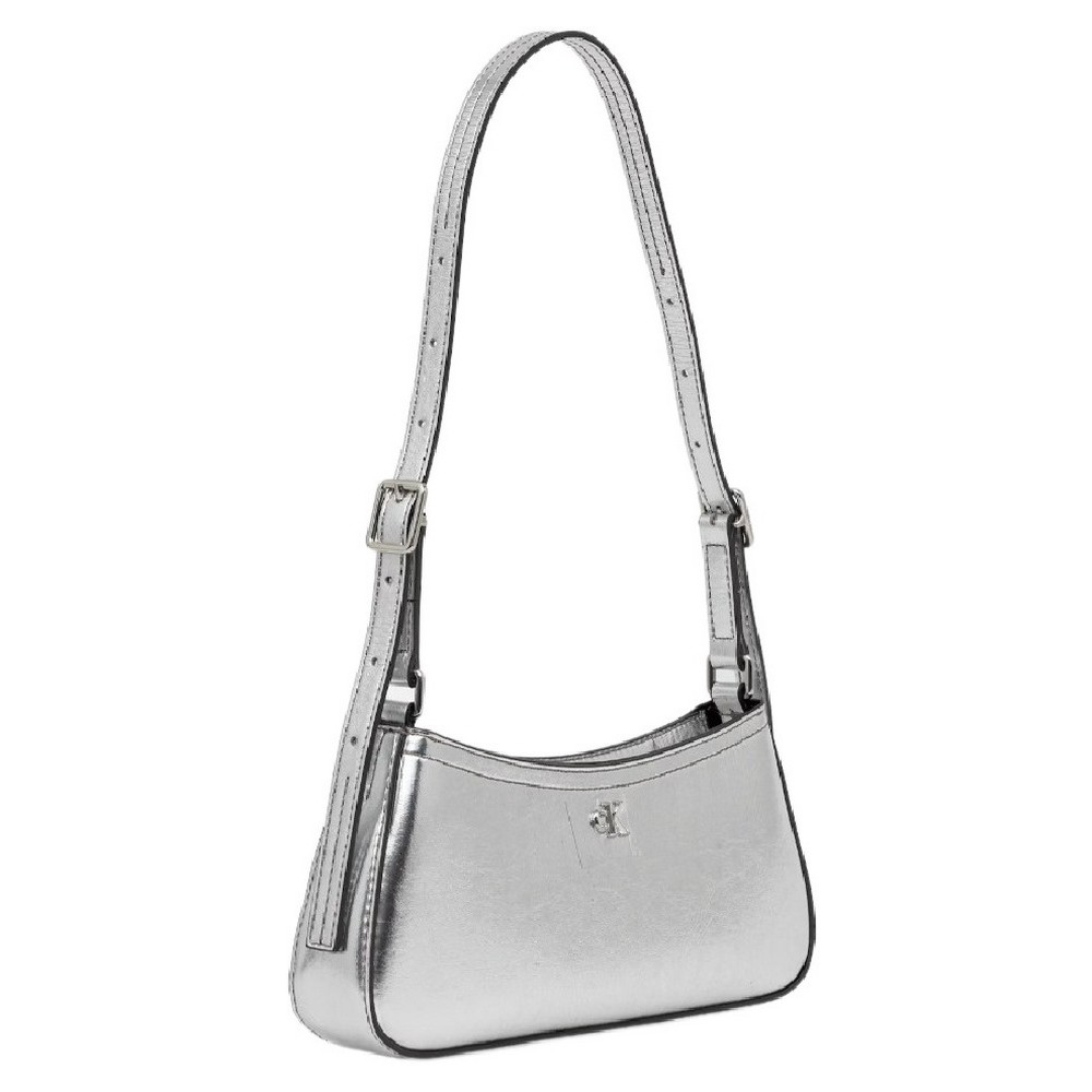 CALVIN KLEIN METALLIC SMALL SHOULDER BAG ΤΣΑΝΤΑ ΓΥΝΑΙΚΕΙΑ SILVER