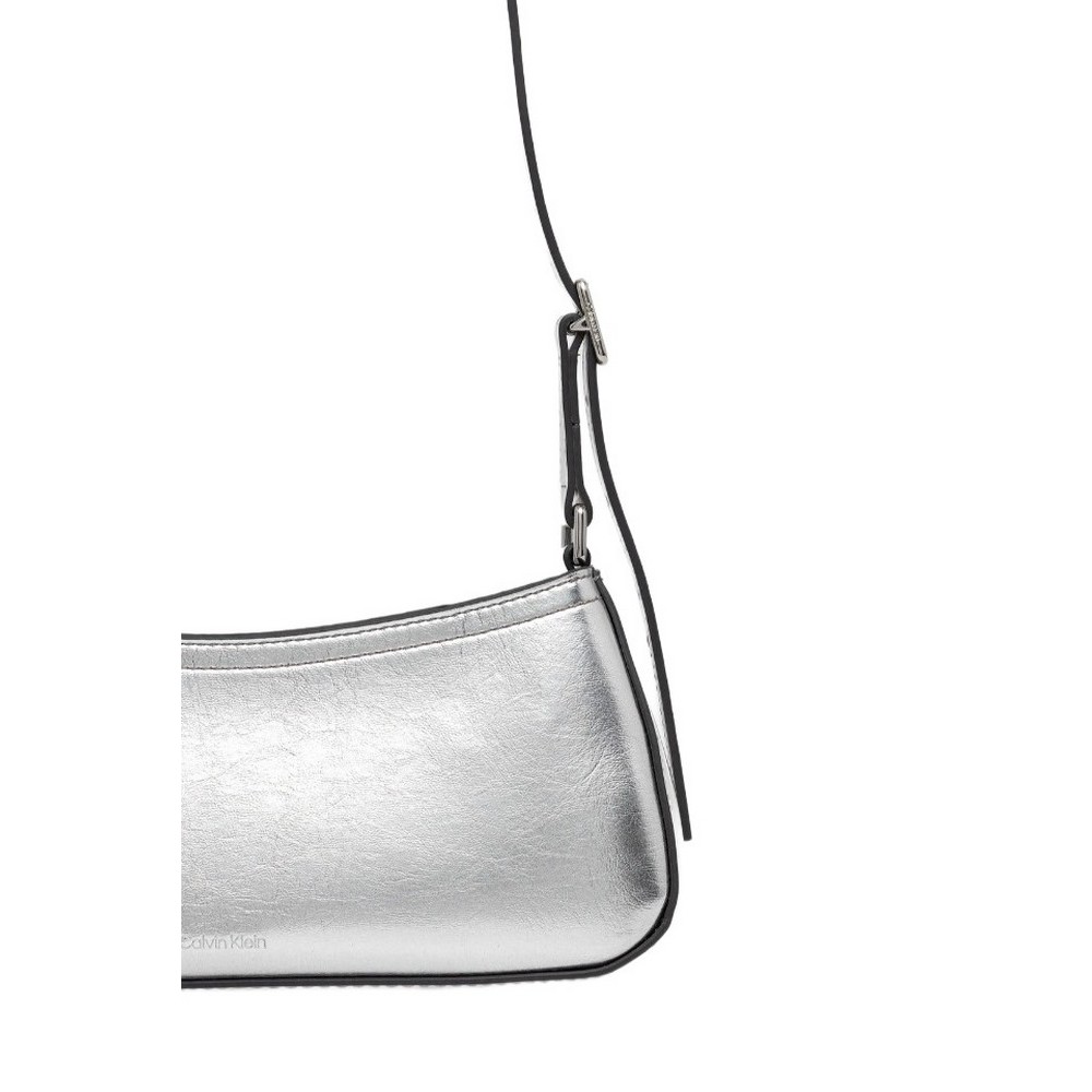 CALVIN KLEIN METALLIC SMALL SHOULDER BAG ΤΣΑΝΤΑ ΓΥΝΑΙΚΕΙΑ SILVER
