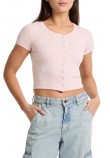GUESS JEANS SL CN SNAP EMBRO T-SHIRT ΜΠΛΟΥΖΑ ΓΥΝΑΙΚΕΙΑ ROSE