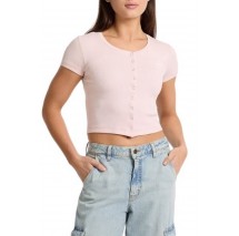 GUESS JEANS SL CN SNAP EMBRO T-SHIRT ΜΠΛΟΥΖΑ ΓΥΝΑΙΚΕΙΑ ROSE