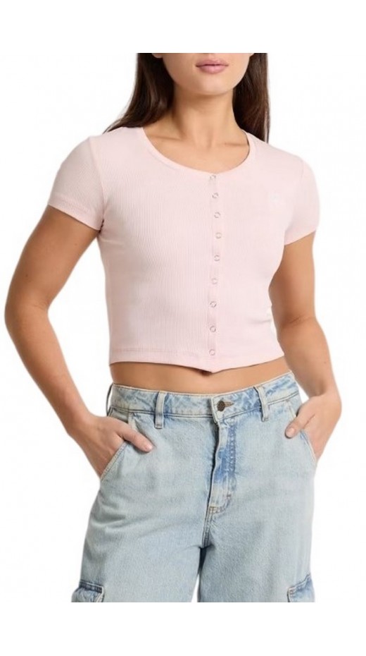 GUESS JEANS SL CN SNAP EMBRO T-SHIRT ΜΠΛΟΥΖΑ ΓΥΝΑΙΚΕΙΑ ROSE