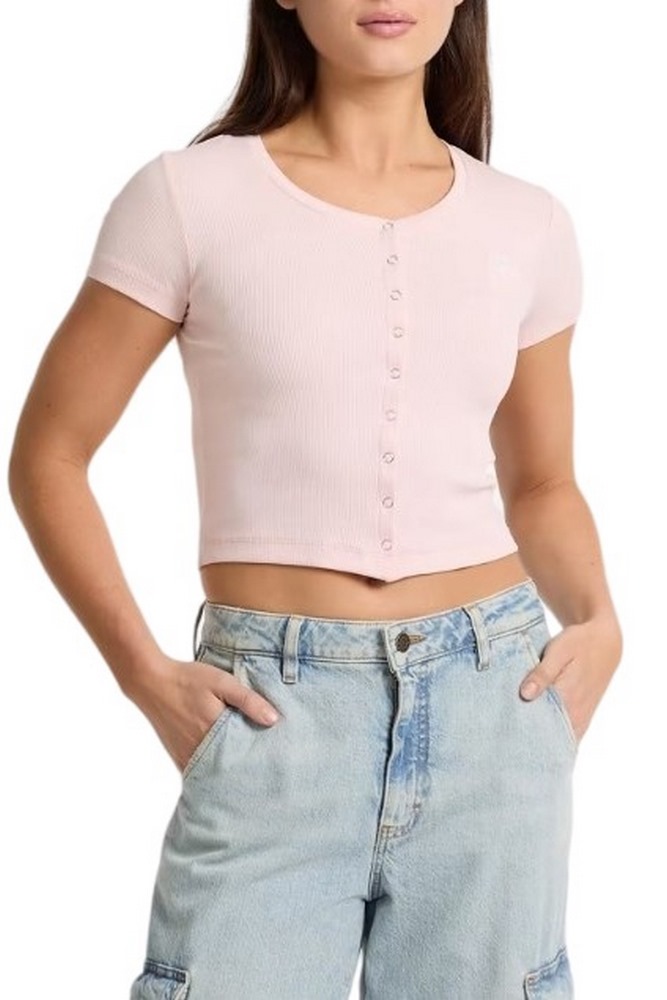 GUESS JEANS SL CN SNAP EMBRO T-SHIRT ΜΠΛΟΥΖΑ ΓΥΝΑΙΚΕΙΑ ROSE