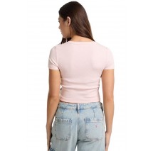 GUESS JEANS SL CN SNAP EMBRO T-SHIRT ΜΠΛΟΥΖΑ ΓΥΝΑΙΚΕΙΑ ROSE