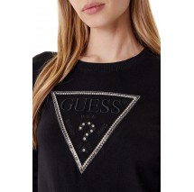 GUESS KIARA TRIANGLE LOGO SWTR ΜΠΛΟΥΖΑ ΠΛΕΚΤΗ ΓΥΝΑΙΚΕΙΑ BLACK
