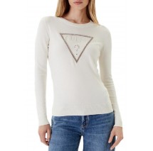 GUESS KIARA TRIANGLE LOGO SWTR ΜΠΛΟΥΖΑ ΠΛΕΚΤΗ ΓΥΝΑΙΚΕΙΑ OFF WHITE