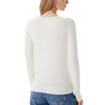 GUESS KIARA TRIANGLE LOGO SWTR ΜΠΛΟΥΖΑ ΠΛΕΚΤΗ ΓΥΝΑΙΚΕΙΑ OFF WHITE