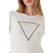 GUESS KIARA TRIANGLE LOGO SWTR ΜΠΛΟΥΖΑ ΠΛΕΚΤΗ ΓΥΝΑΙΚΕΙΑ OFF WHITE